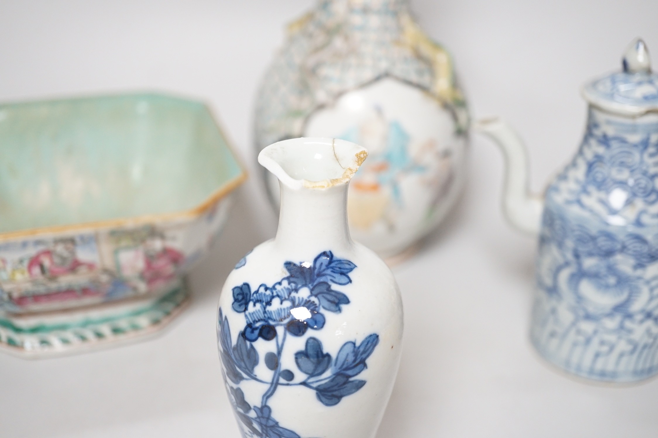 A group of eight items of Chinese ceramics, some damage